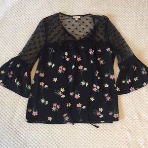 Black floral blouse